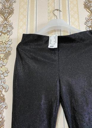 Стильные нарядные брюки клёш, чёрно-серебристые штаны3 фото