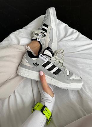 Adidas forum кроссовки бело-серые, замш/кожа