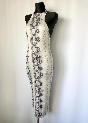 Платье миди shein по фигуре змеиный принт открытая спинка анаконда2 фото