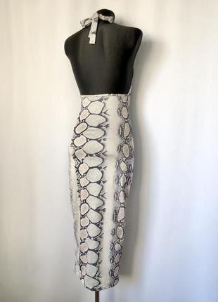 Платье миди shein по фигуре змеиный принт открытая спинка анаконда4 фото