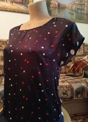Женская блуза  кофта минималистичная футболка шелковая в горох свободного кроя базовая актуальная стильная винтажная натуральная качественная2 фото