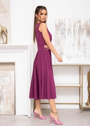 Фиолетовое классическое платье без рукавов2 фото