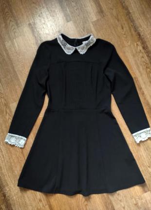 Брендовое платье с кружевным воротником и манжетами платья под школьную форму h&m