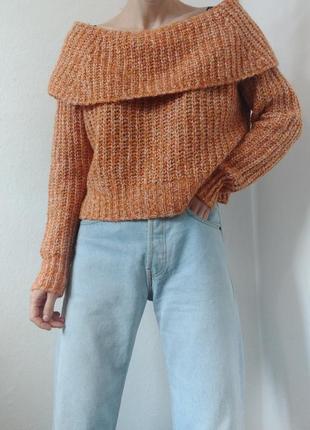 Морквяний светр на плечі джемпер only светр з відкритими плечима джемпер пуловер реглан лонгслів кофта вкорочений светр оверсайз
