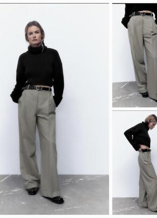 Трендовые широкие брюки wide-leg от zara. шикарный цвет и качество.2 фото