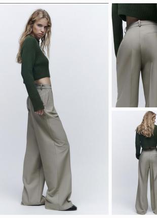 Трендовые широкие брюки wide-leg от zara. шикарный цвет и качество.5 фото