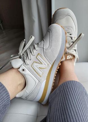Жіночі кросівки на весну/літо "new balance 574 white" замш / розміри 36-41 / торг можливий