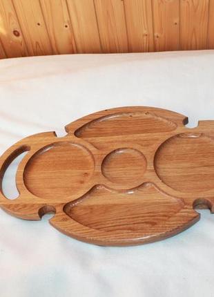Винний столик дерев'яний овальний дубовий на ножках1 фото