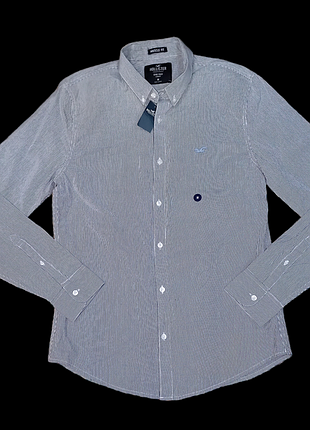 Коттоновая мужская рубашка в мелкую полоску