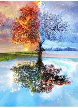 Алмазна мозаїка повна викладка круглими стразами пори року diy 20*25 см