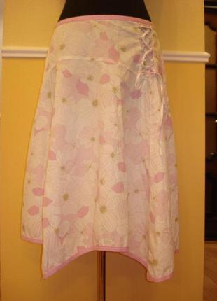 Летняя юбка трапеция с принтом1 фото