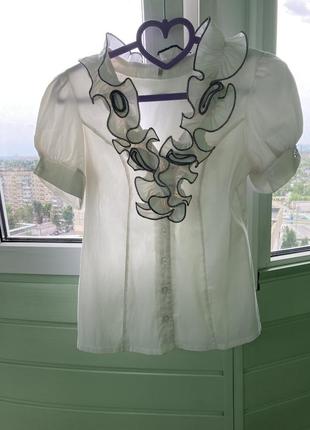 Белая блузка женская, офисная блуза м, l, біла блуза, шкільна3 фото