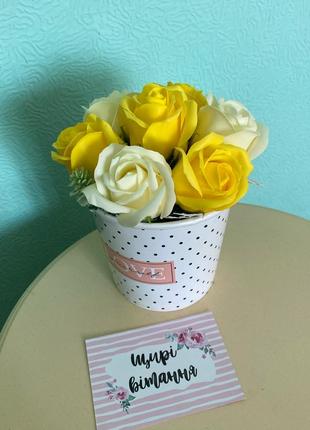 Квіти з мила, букет мильних троянд, цветы из мыла, мыльные розы, оригинальный подарок девушке1 фото
