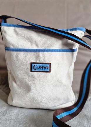 🌈🕊️🌻 женская бежевая текстильная сумка через плечо люкс бренда loewe3 фото
