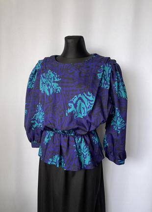 Винтаж платье 80 с баской фиолетовое чёрные4 фото