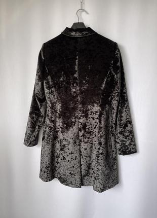 Nvsco черный бархатный нарядный концертный пиджак жакет удлинённый черный бархат сюртук готик5 фото