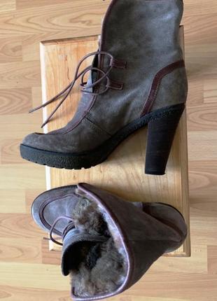 Сапожки minelli натуральная замша, мех,  38 размер