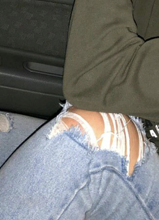 Женские новые рваные завышенные джинсы в стиле гранж с высокой посадкой 38 40 m l слим4 фото