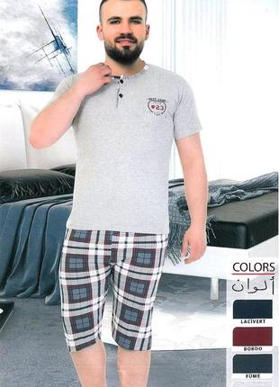 Чоловіча піжама з футболкою та шортами бавовна туреччина недорого