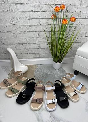 Классические босоножки на низком ходу липучка натуральная кожа замш