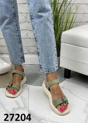 Классические босоножки на низком ходу липучка натуральная кожа замш