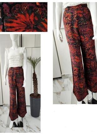 H&m штани брюки бавовна  візерунок квіти стиль 70ті широкі вільний крій3 фото