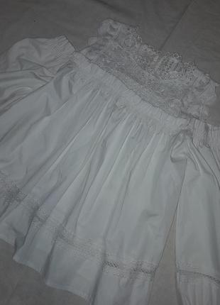 Белая блуза летняя с рукавами3 фото