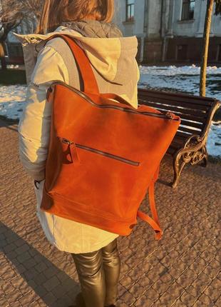 Кожаный большой рюкзак для путешествий4 фото