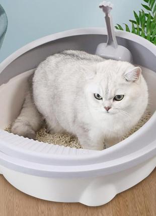 Котячий туалетний лоток з лопаткою (сірий) р-р s - 40*36*18см2 фото