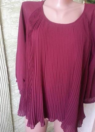 Модна, плиссированая блузочка з підкладкою кольору марсал,пр-во індія.