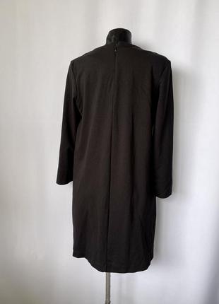 H&m базовое черное платье с карманами с рукавами плотная ткань4 фото