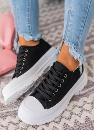 Женские кеды текстиль на платформе