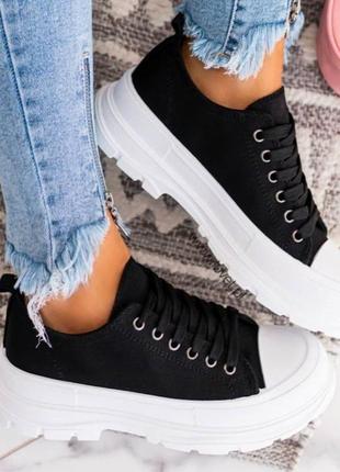 Женские кеды текстиль на платформе