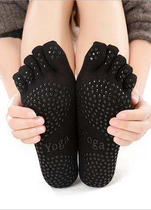 Носки для йоги пять пальцев coco lauderly 34-38 антискользящая подошва черный