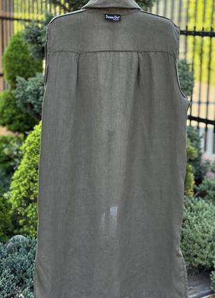 Daniela drei итальялия дизайнерское платье рубашка лен хаки xl8 фото