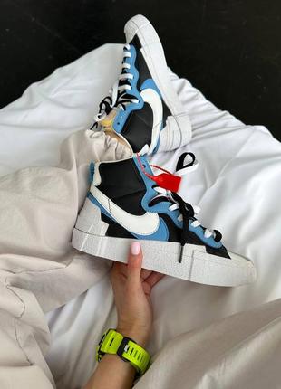 Nike blazer x sacal black legend blue кросівки шкіряні