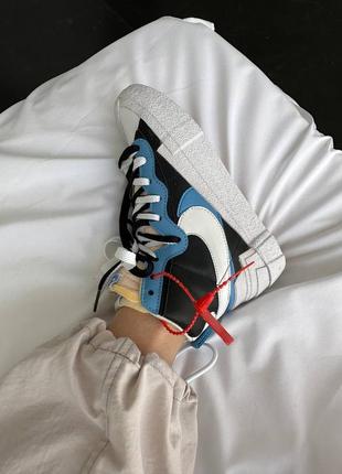 Nike blazer x sacal black legend blue кроссовки кожаные3 фото