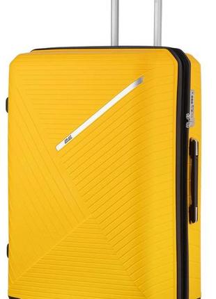 Большой чемодан пластиковый 2e sigma 102 л желтый1 фото