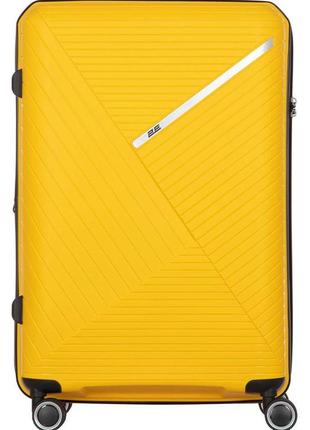 Большой чемодан пластиковый 2e sigma 102 л желтый3 фото