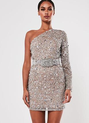 Декорированное асимметричное платье премиум коллекции