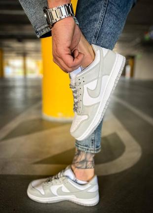 Nike dunk low "grey fog" кроссовки кожаные мужские