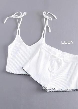 Піжама майка топ регулюється довжина на бретельках шорти висока посадка4 фото