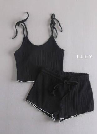 Піжама майка топ регулюється довжина на бретельках шорти висока посадка6 фото