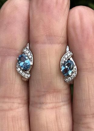Серьги серебряные с кварцем london blue рената 2882/9р qlb