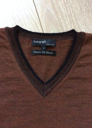 Пуловер свитер мериносовая шерсть -шелк4 фото