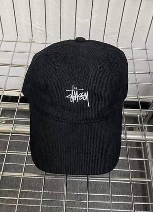 Кепка stussy черная вельветовая , кепка бейсболка стуси на лето