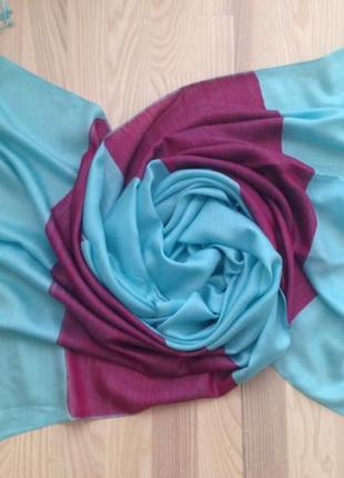 Мятный полосатый шарф палантин (177х70 см)1 фото