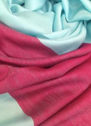 Мятный полосатый шарф палантин (177х70 см)3 фото