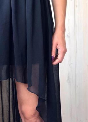 Красиве сірчане асиметричне шифонове плаття з красивою спинкою6 фото