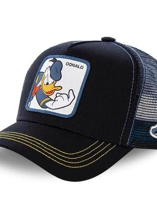 Кепка тракер donald duck (дональд дак, мультики дисней, disney) с сеточкой, унисекс wuke one size